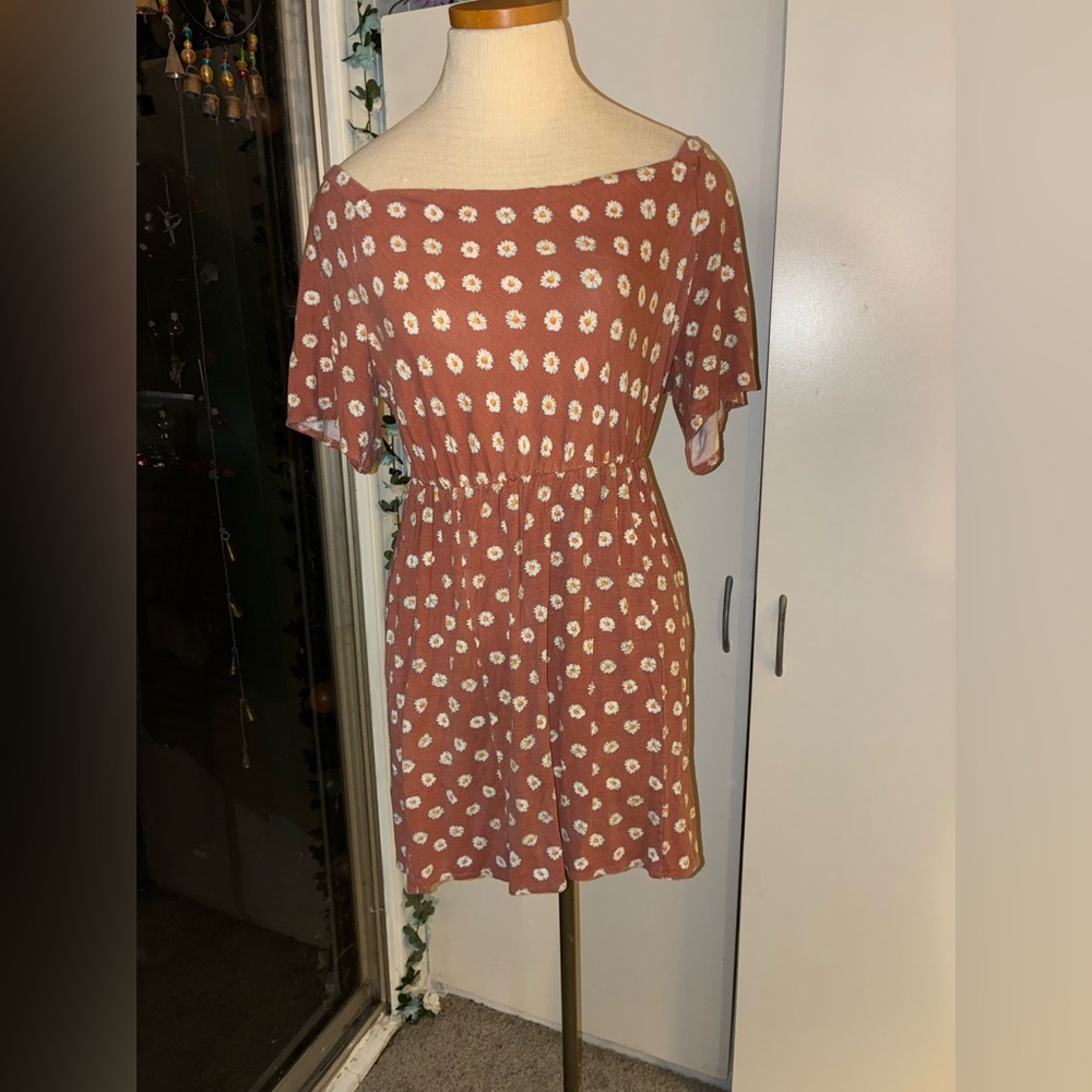 O'Neill Terracotta Daisy Print Mini Dress